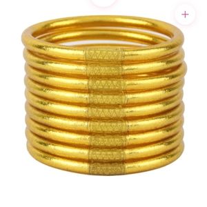 BuDha Girl Serenity Prayer Bangles in Gold - Full Set w Box